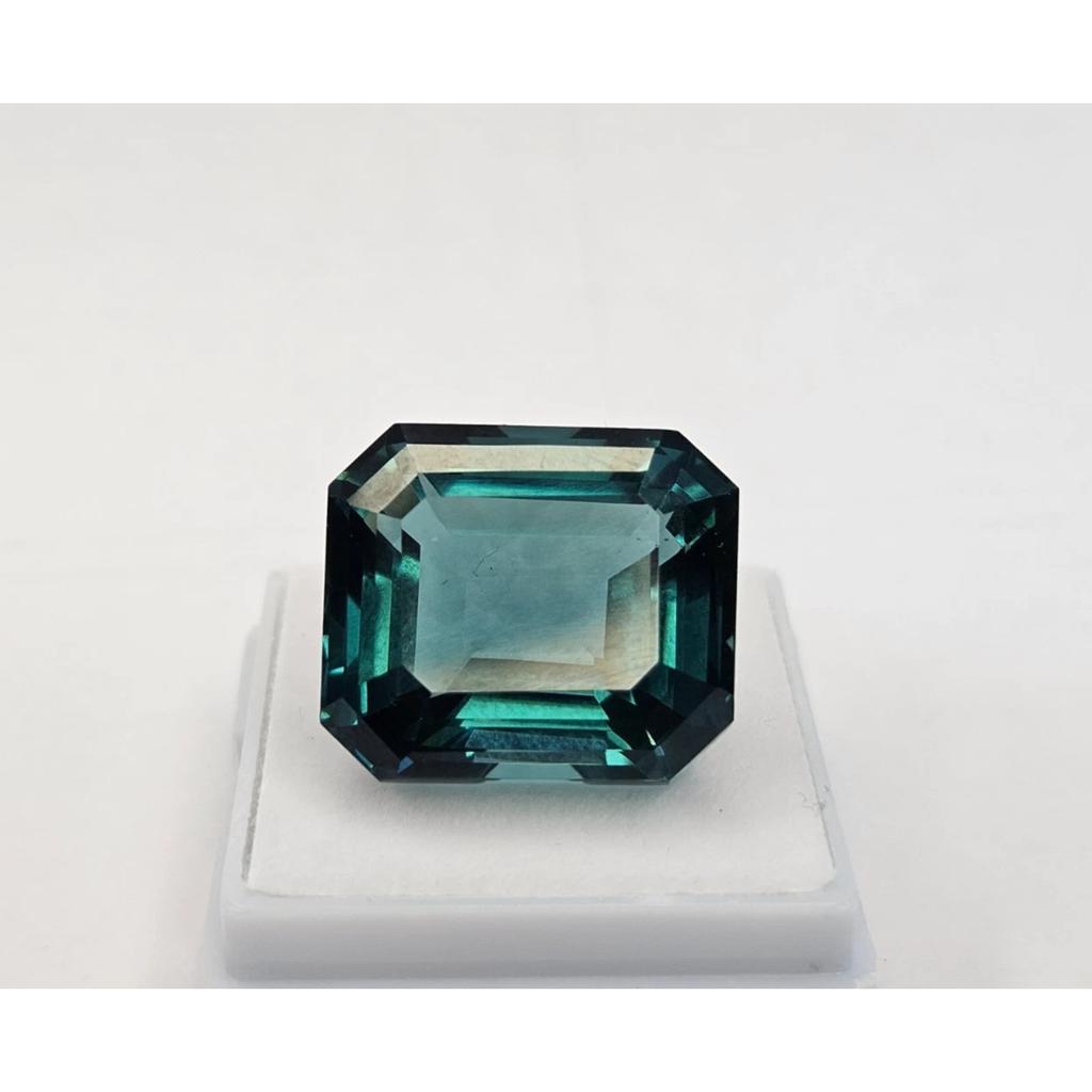 25+ Ct Natural Teal Blue Tourmaline Emerald Cut Fabulous Certified Gemstone