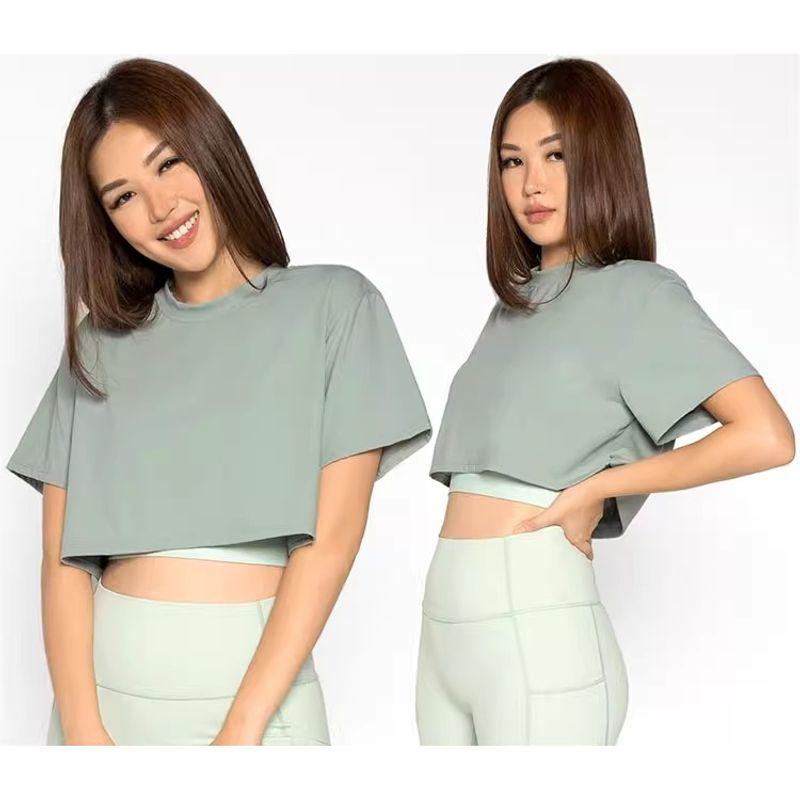 

Экспорт Свободная Верхняя Одежда Женская Спортивная Футболка с Коротким Рукавом для Йоги Короткий Топ с Открытой Талией Пуловер с Круглым Вырезом Спортивный Фитнес Топ Женский Stone Cyan M(4)