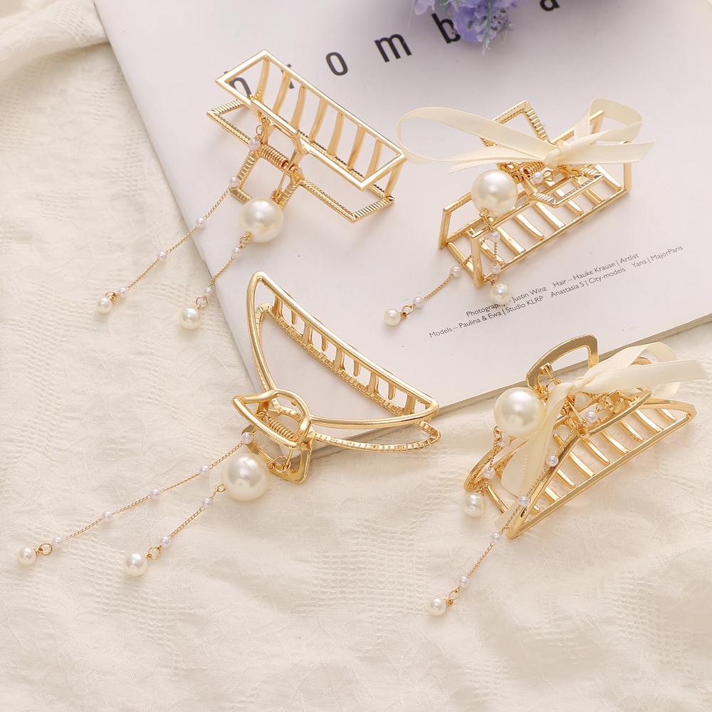 Metal Butterfly Pearl Butterfly Pendant Hairpin Pure Color Sweet and Lovely Gentle Girl Simple Hairpin