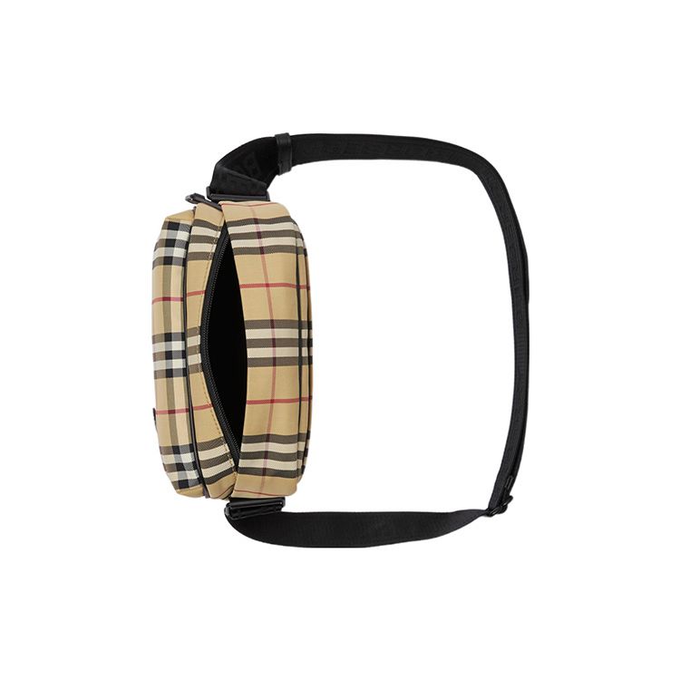 Burberry Borsa a tracolla vintage a quadri in nylon per fotocamera, finiture in lussuosa pelle nera, tracolla regolabile, borsa a tracolla per uomo, per uso quotidiano e da viaggio 80697601