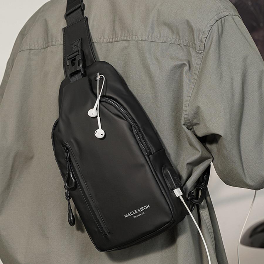 2025 Korean Style Men's Waterproof Chest Bag: Wear-Resistant, Trendy Casual Fashion, Crossbody Small Business Backpack