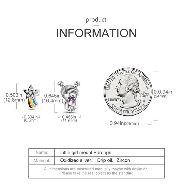 Argent 925 Étoile Soleil Papillon Carotte Lapin Fleurs Colorées Luxe Original Mode Boucles d'Oreilles Fille Bijoux de Fête Cadeau Puce d'Oreille