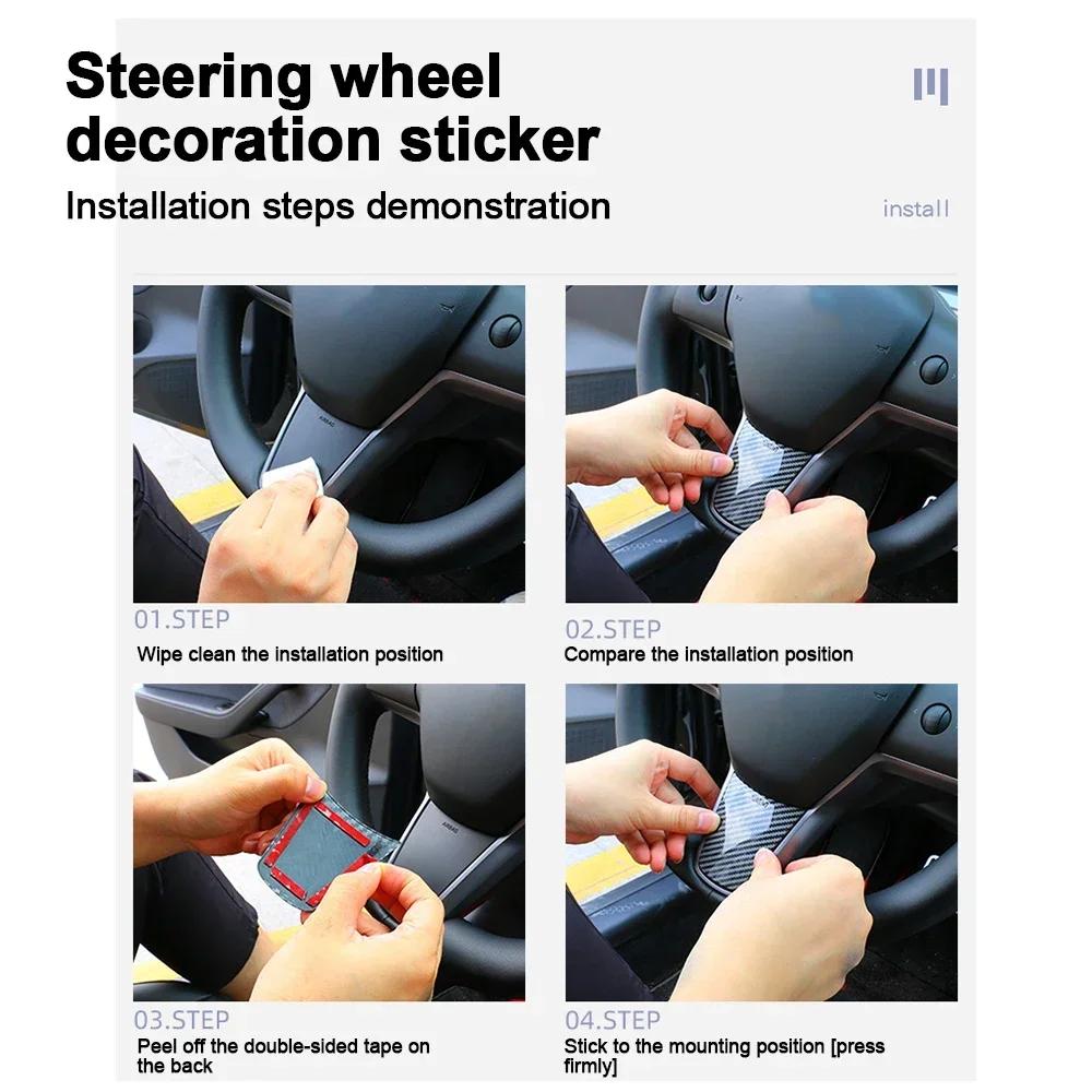 For Tesla Steering Wheel Model 3 Model Y Trim Of ABS Carbon Fiber Matte For Tesla 2025/2025 Interior Modified Accessorie