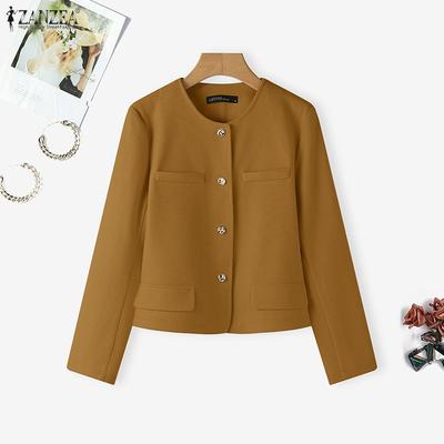 Women Casual Round Neck Long Sleeve Thin Cardigan Blouse