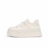 Cowhide Version~ The Same Thick-soled White Shoes, the New Small Height-increasing Lace-up Sports and Leisure Women's Board Shoes