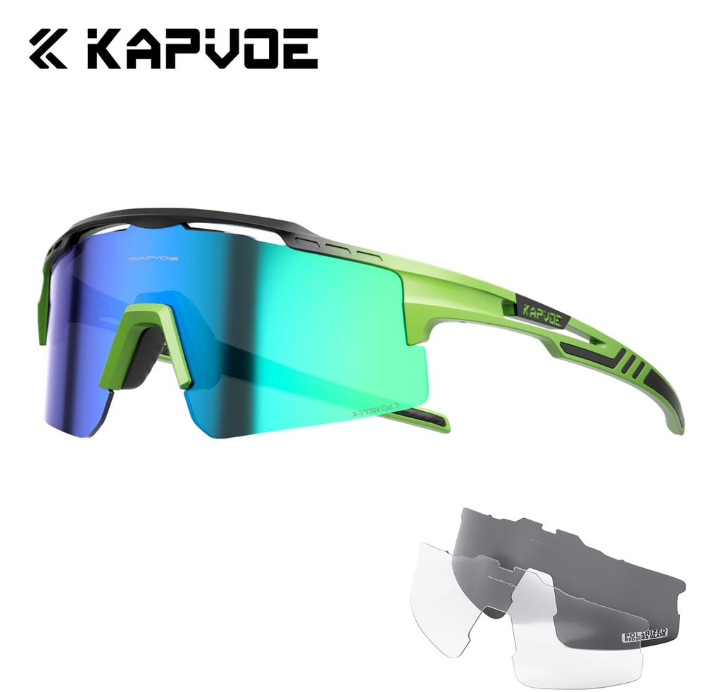 Kapvoe 3lens Sports Sunglasses Fashion Goggles Cycling Glasses MTB Riding Skating Sunglasses UV400 Man Woman Bike Eyewear
