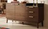 Living Room Chest of Drawers, Oak, Marble-Look Top, Open Shelf + 3 Drawers & Double-Door Cabinet, Solid Wood Legs, Robot Vacuum, H77/W120/D40 cm