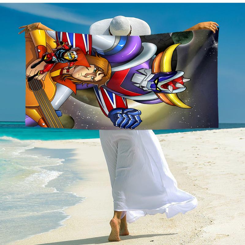 1pc UFO Robot Grendizer4 Beach Towel, Comfortable and Thick, and Swimming/Bath/Picnic/Camping Towel, Suitable for Seaside Beaches