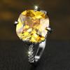 Small Charm Female Yellow Trendy Zircon Stone Square Ring Vintage Silver Color Wedding Jewelry for Women