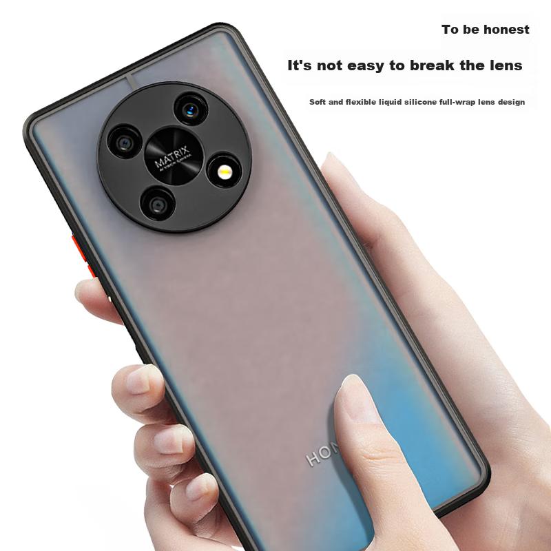 Phone Case for Honor X30, for Honor X40 GT, Contrasting Color Shockproof Upgraded Silicone Frosted Lens Full Protection - Midnight Black