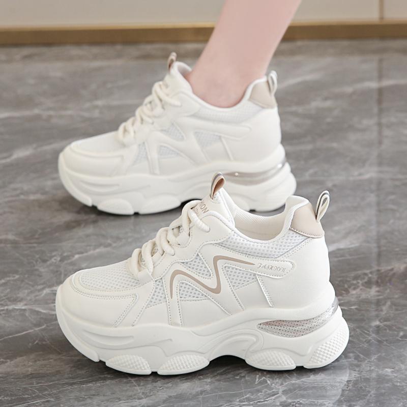 Fashion Air Cushion Platform Sports Shoes for Women Mesh Breathable Chunky Sneakers Woman Thick Sole Anti Slip Vulcanized Shoes