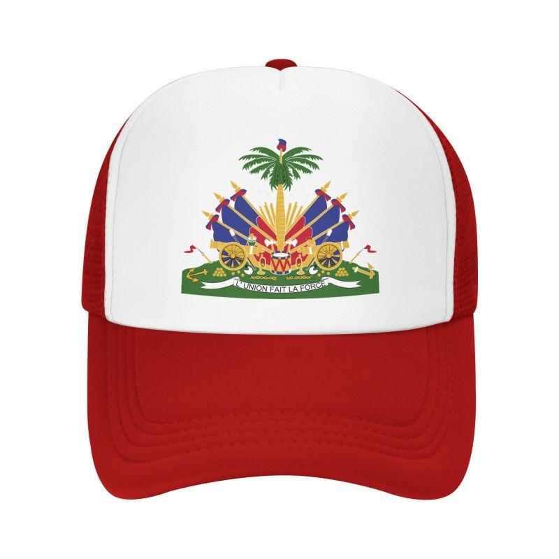 Haitian Flag Printed Mesh Baseball Cap Unisex Adjustable Snapback Hat Summer Breathable Casual Sun Visor Hats Trucker Hat