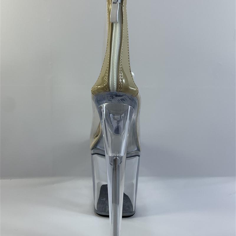 Summer New Yellow Fashion Short Knight Boots Transparent Bottom Women's Round Head Low Tube Waterproof Table Fashion Boots YKC