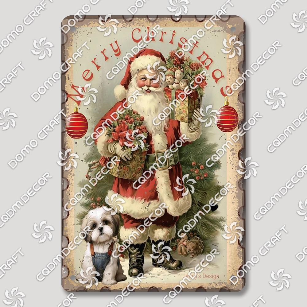 Merry Christmas Hot Cocoa Chocolate Poster Tin Signs Retro Elk Santa Claus Cookies Metal Plate Cafe Kitchen Home Decor Gift