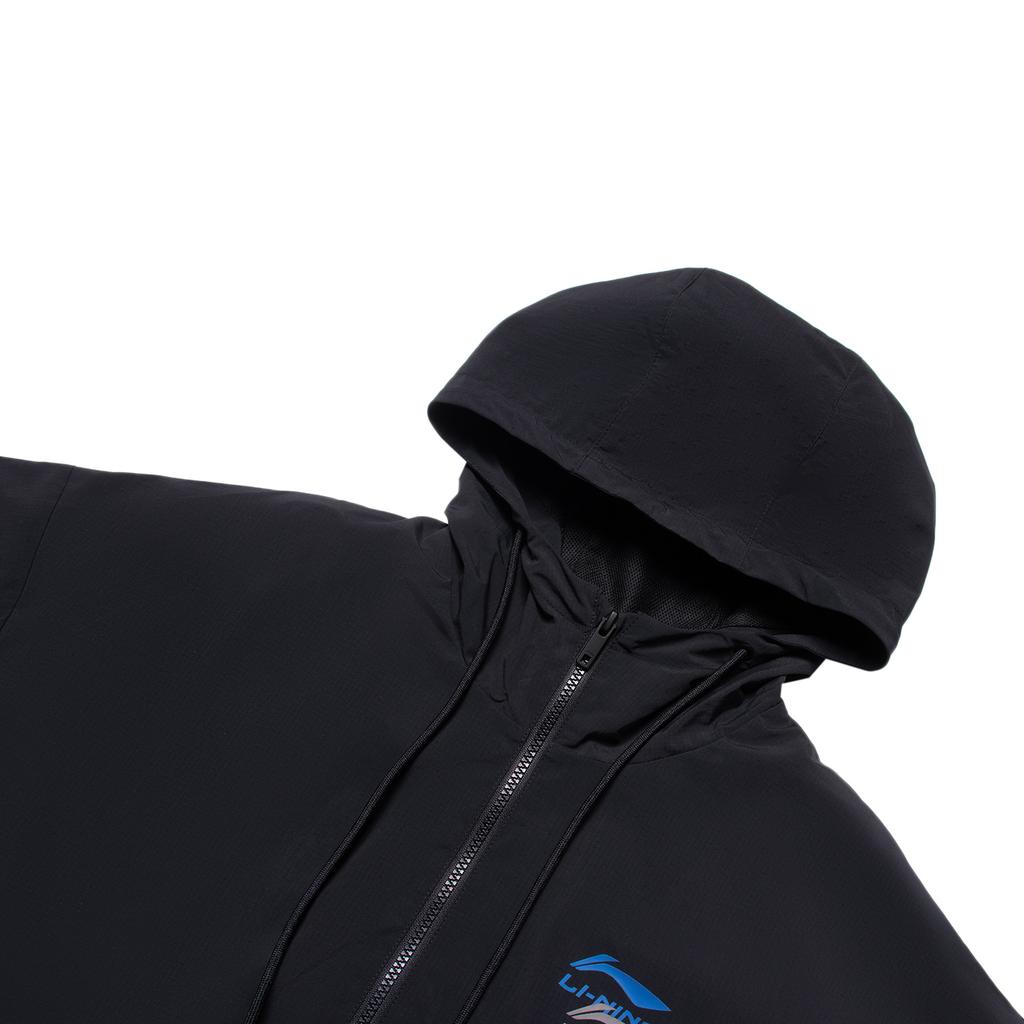 Li-Ning Ruffled Water-Repellent Logo Print Hooded Windbreaker Jacket Unisex Jackets Black AFDU899-1