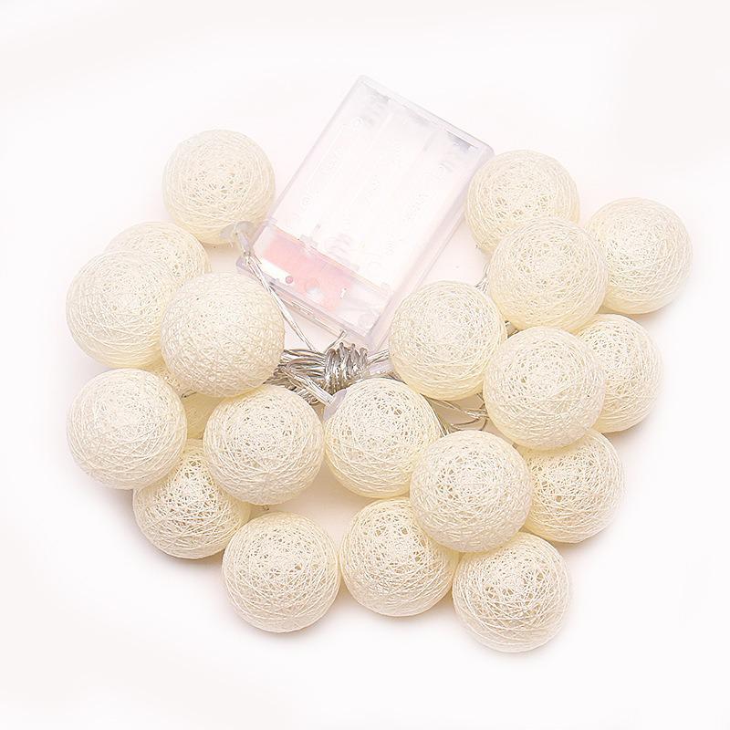 LED Cotton Ball Holiday String Lights with Battery Box for Decorations