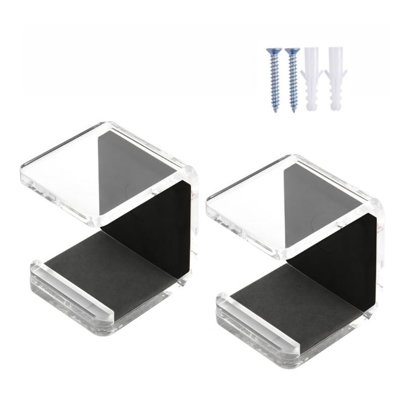 Pack of 2 Hockey Stick Mounts with Protective Cushions Acrylic Construction Adjustable Designs Easy Installation Setups