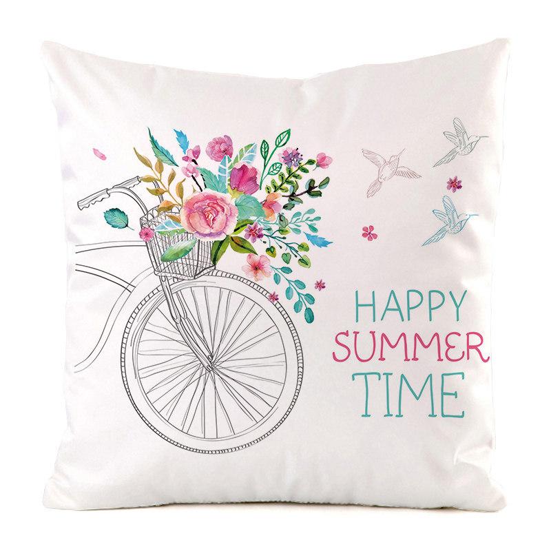 Home Decor Colorful Patterns: Happy Summer Time Pillows Pattern Cushion Cover Suitable for Sofa Bedroom Car Pillow Cover