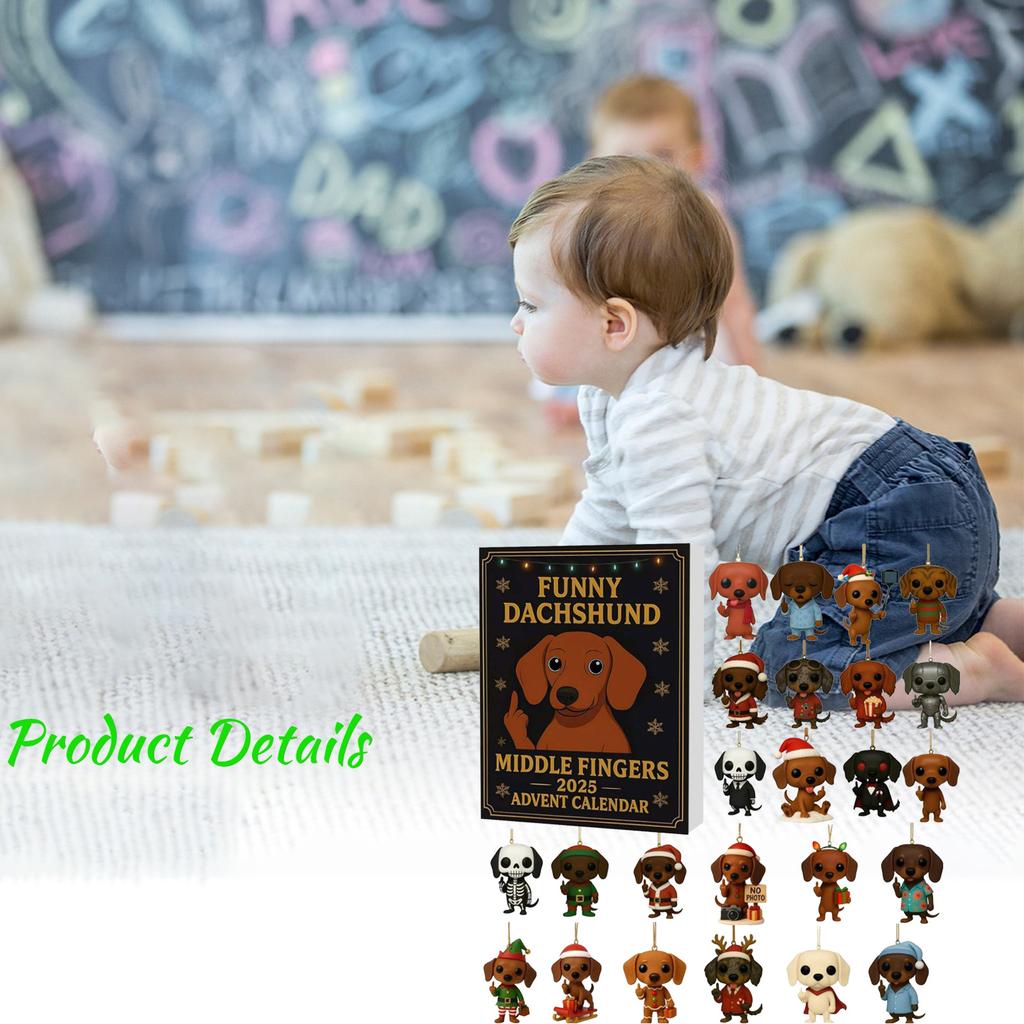 2D Flat Acrylic Mystery Box 24pcs Pendant With Airplane Box Funny Christmas Countdown Calendar