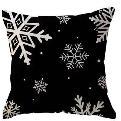 Winter Christmas Day Decorative Pillowcase Black Christmas Decoration Snowflake Tree Double sided Printed Decorative Sofa Cover