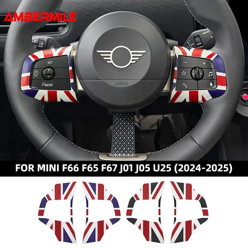 2PCS Car Steering Wheel Button Frame Sticker for Mini Cooper F65 F66 F67 J01 J05 U25 Leather Car Interior Decoration Accessories