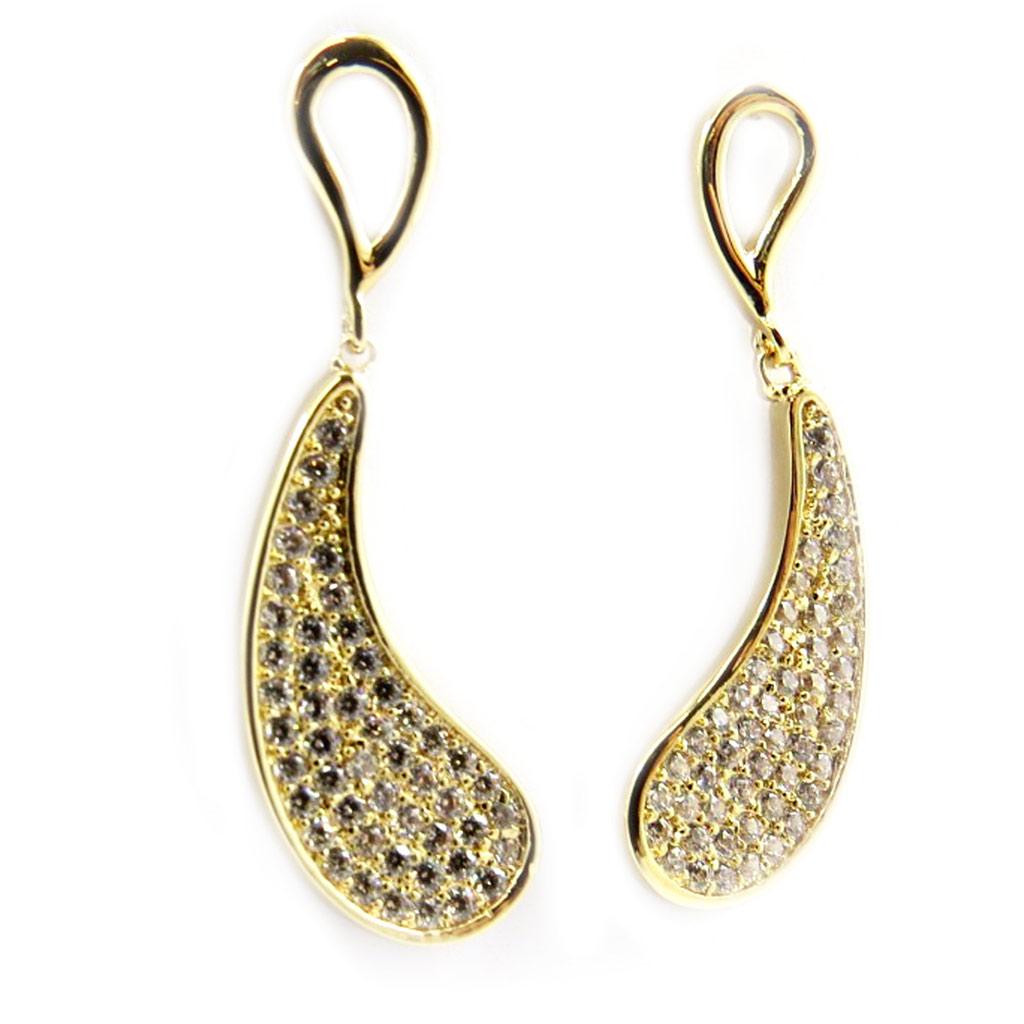 Les Trésors De Lily [L7032] - Boucles Plaqué Or 'Sissi' blanc doré - 31x11 mm