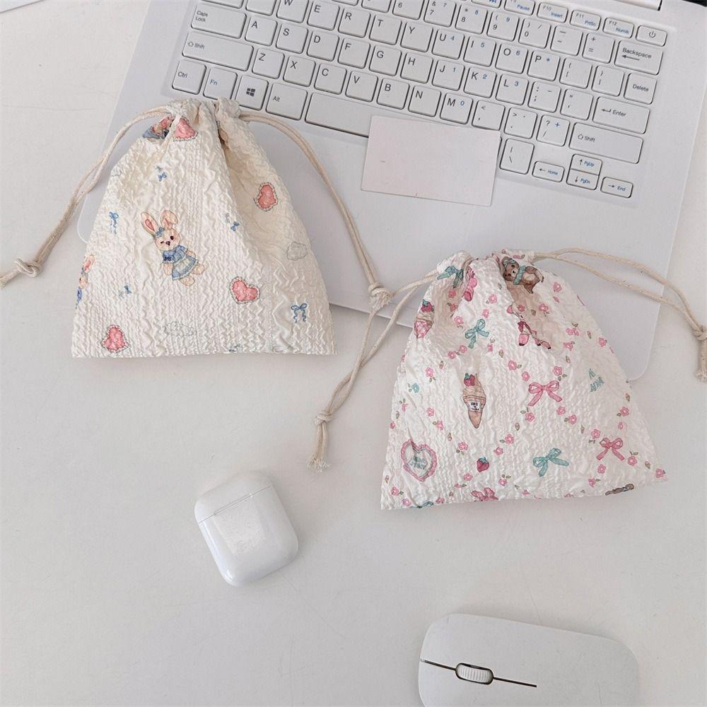 3Pcs/set Printing Drawstring Storage Bag Large Capacity Small Item Pouch Women