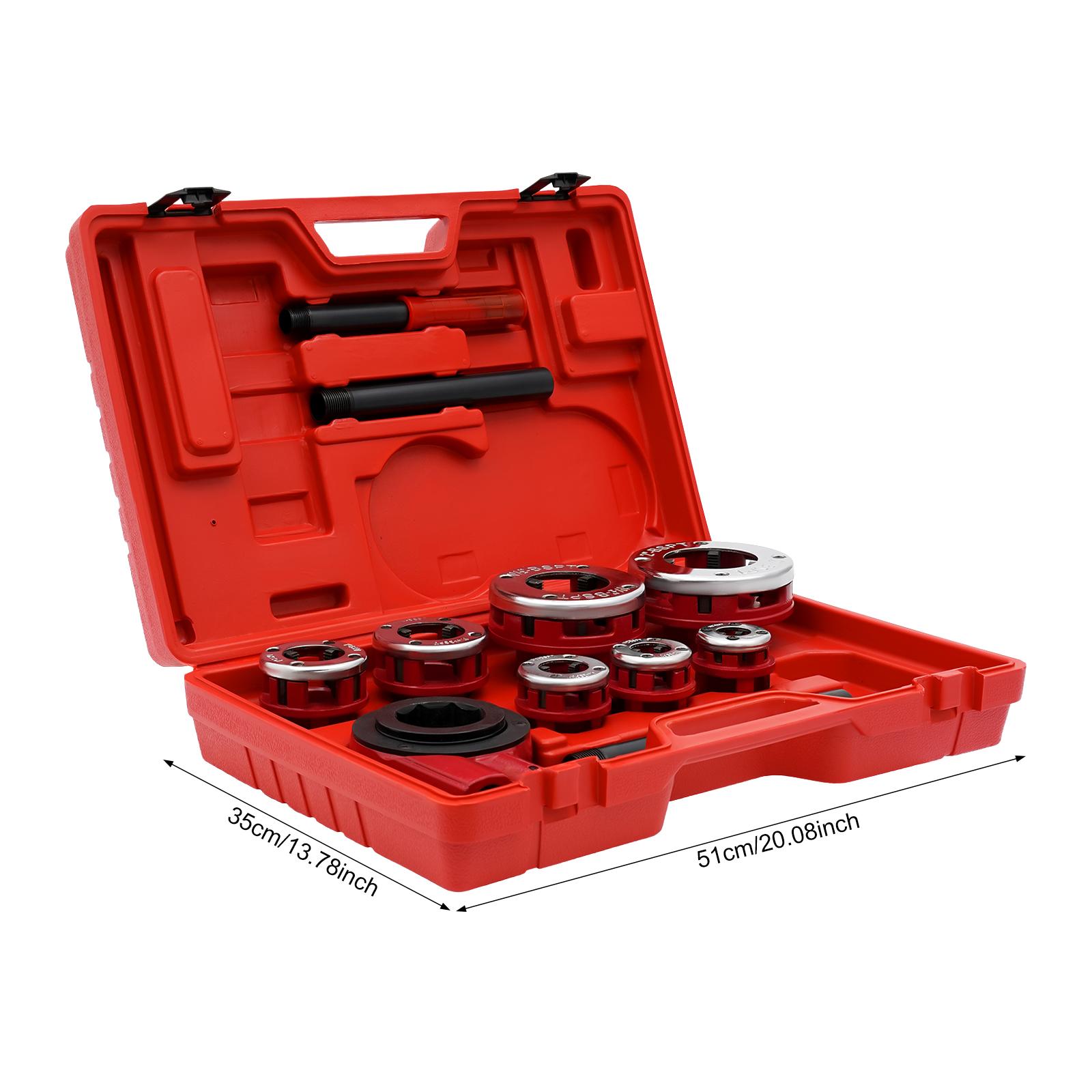 

Ручной трещоточный клупп для нарезания резьбы на трубах BSTP Портативный клупп для нарезания резьбы на трубах Ручной трещоточный набор для нарезания резьбы на трубах с набором из 7 плашек