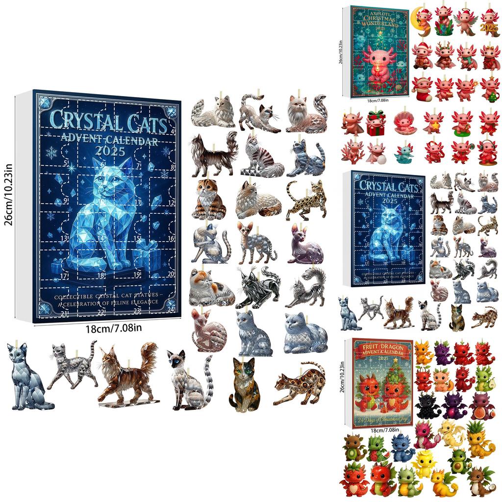 Animal Christmas Series Acrylic Wall Hangings With 24 Parts For Holiday Party And Celebration