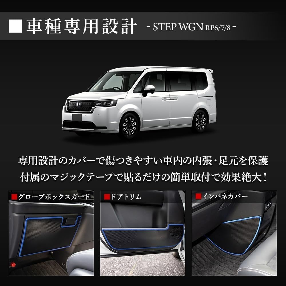 YOURS Kick Guard Set for Honda Step WGN and RP8 Protects Instrument Door Glove Box and Leather Speakers from Scratches and Made In Compatible with