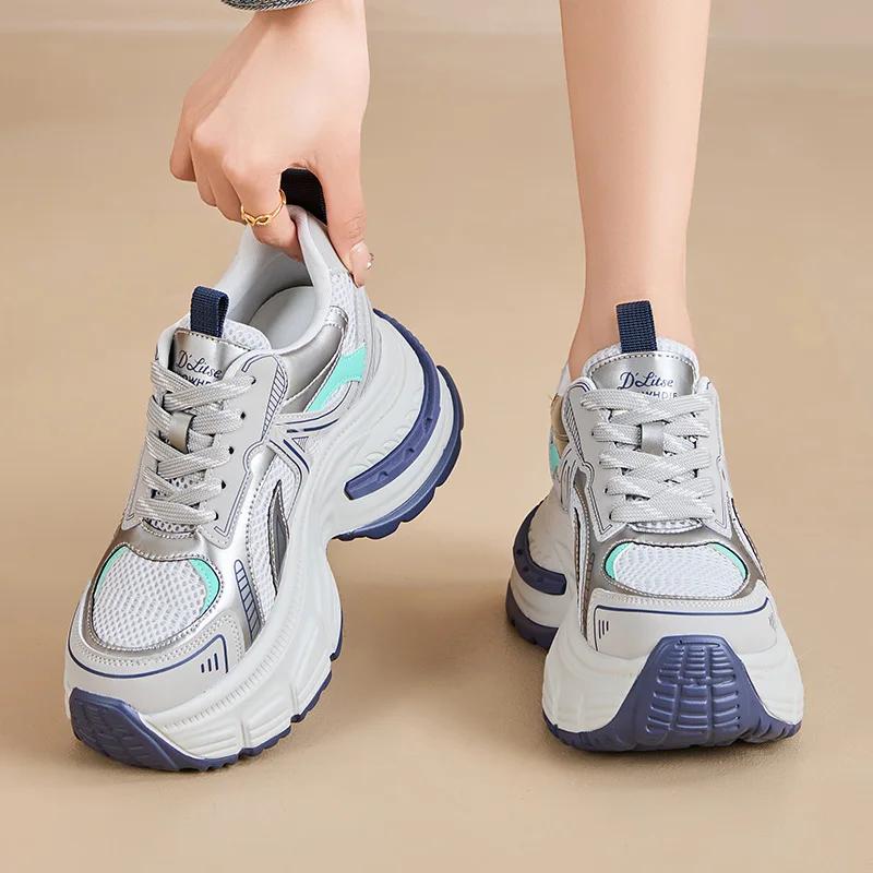 Fashion 9.5CM Women Summer Air Mesh Microfiber Platform Wedge Slides Shoes Sandals Breathable Mules Shoes Fashion Women Chunky Sneakers