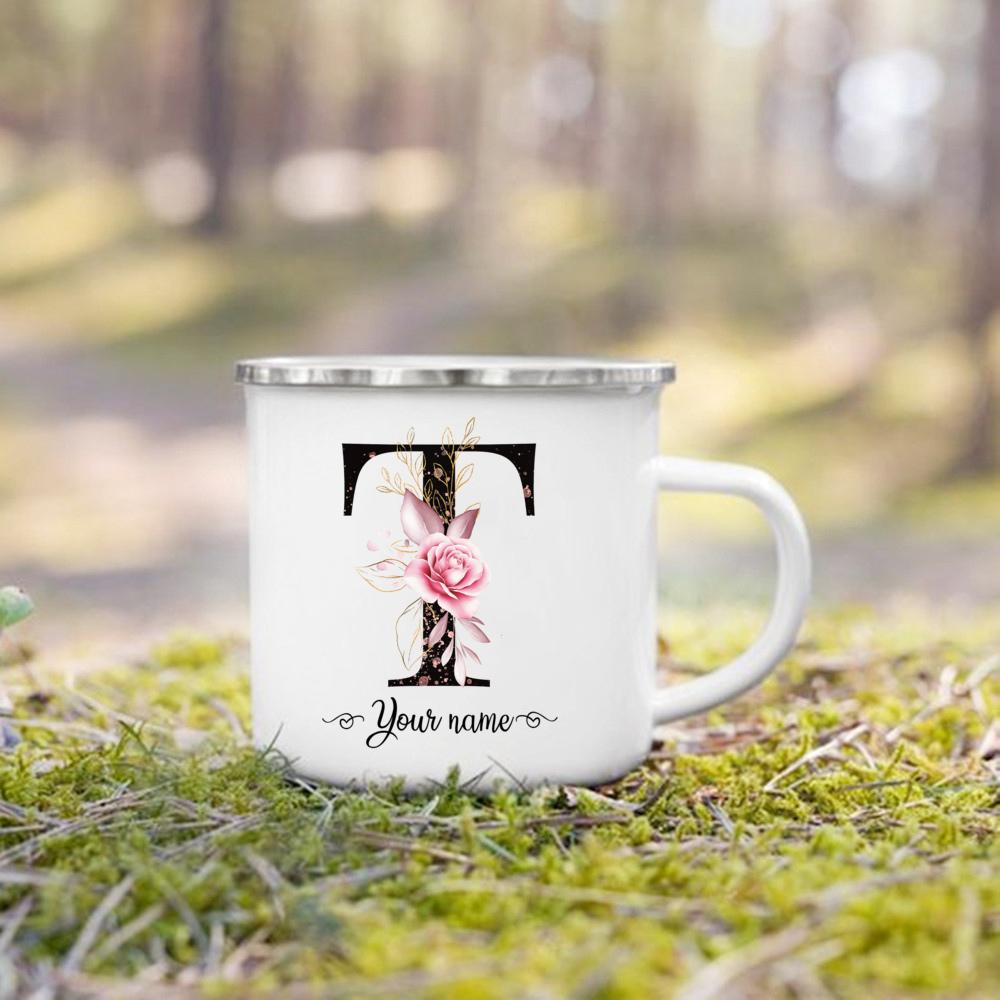 Personalized Mug Initial with Name Cup Custom Tea Coffee Hot Chocolate Mugs Wedding Bride Bridesmaid Mothers Day Gifts for Her