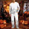 Men's Halloween Pajama Set Long Sleeve with Buttoned Crotch and Elastic Drawstring Waist Sleepwear