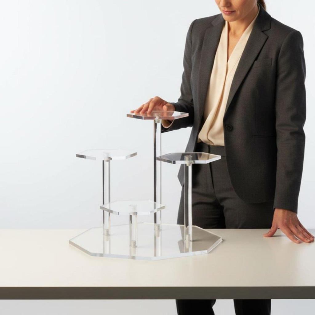 Hexagon Stepped Display Stand Sturdy Acrylic Pedestal