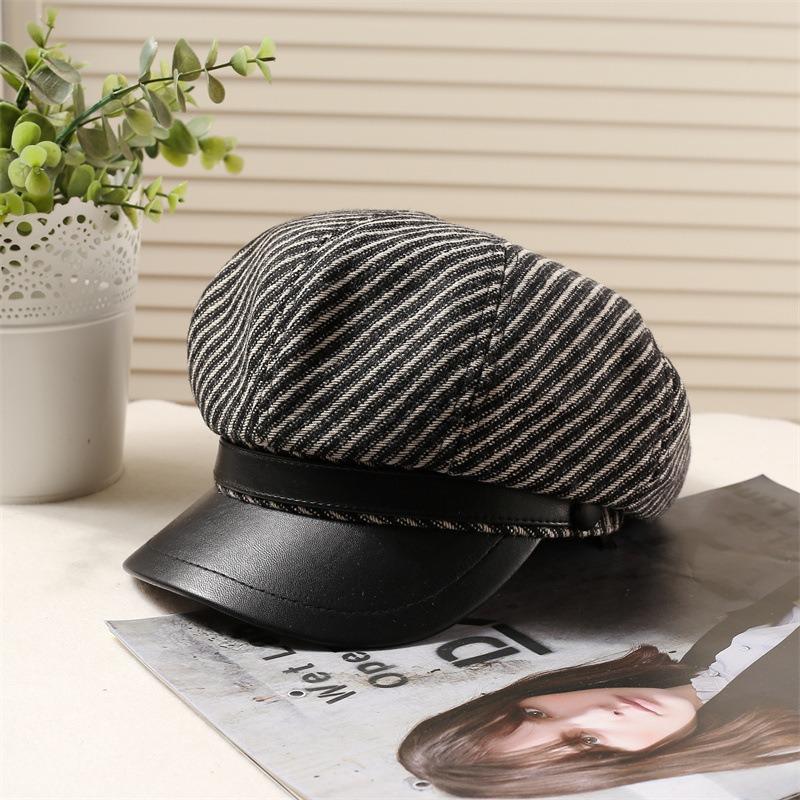 Women S Vintage Plaid Octagonal Newsboy Cap Elegant Versatile Casual