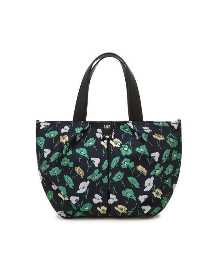 Daks Womens Accessories Green Flower Pattern Fabric Tote And Crossbody Bag_Dcba6E512E3