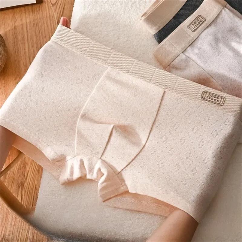 3Pcs Mens Boxer Short Briefs Splice Solid Color Breathable Comfortable Cotton Underwear Plus Size Underpants