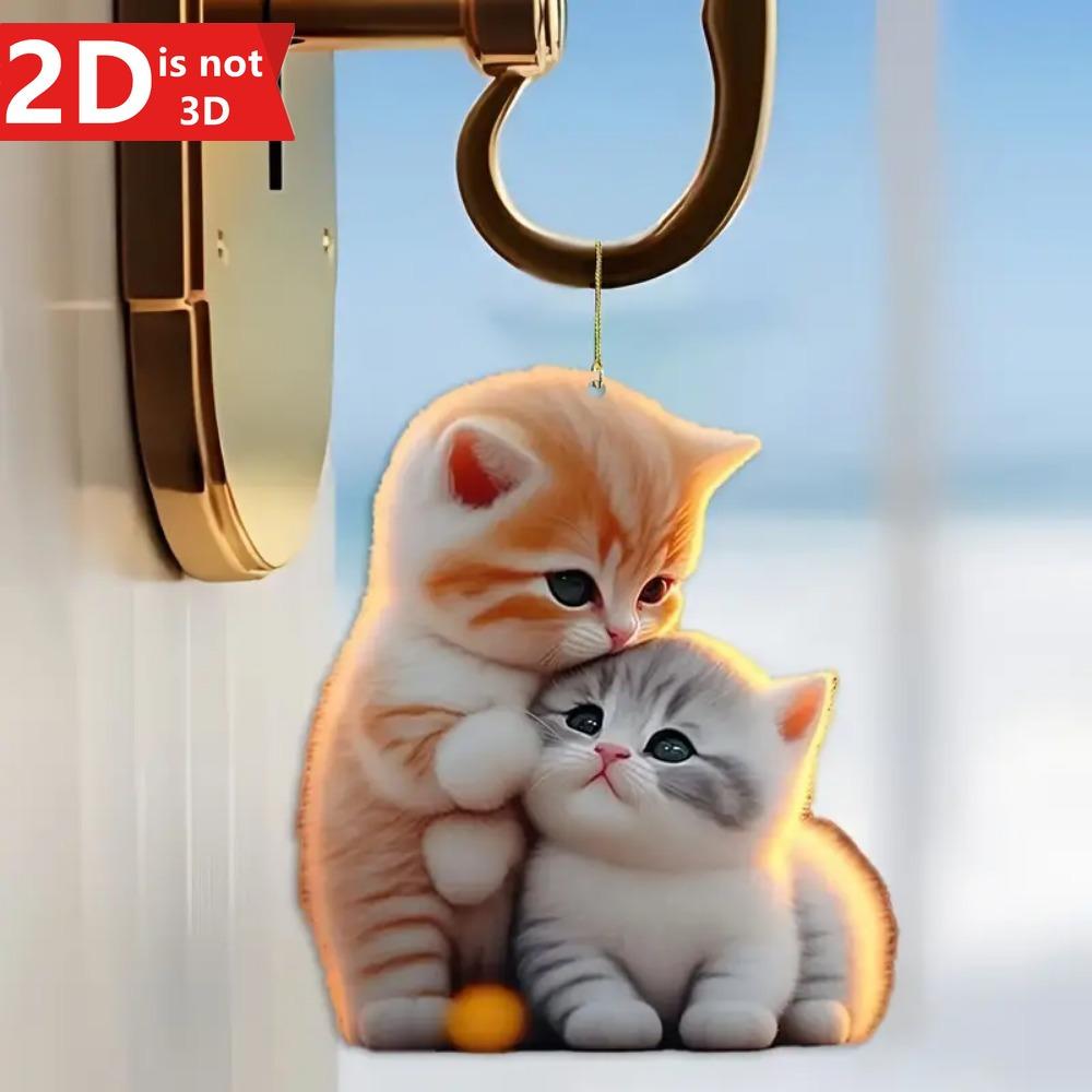 2D Cute Cat Hanging Decoration for Home, Garden, and Backpacks. A Perfect Party Gift.