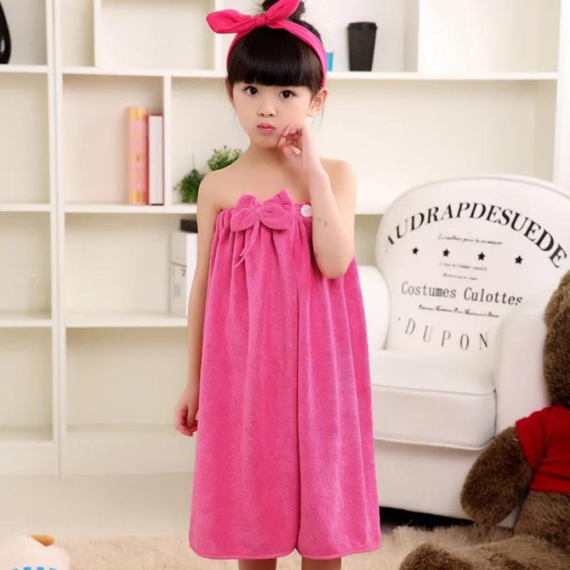 Variable Bow Bath Towel Medium And Large Children Can Wear A Shower Skirt Absorbent Hair Soft Student Swimming Bath Bathrobe