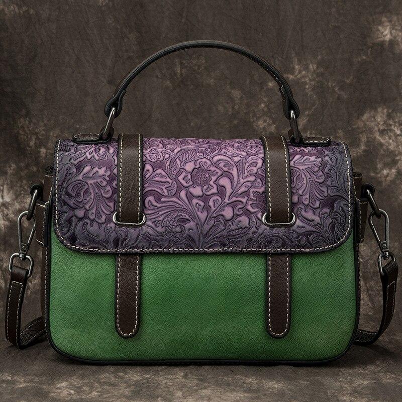 Johnature Retro artesanal gravação bolsa feminina lazer couro genuíno grande capacidade feminino ombro saco do mensageiro