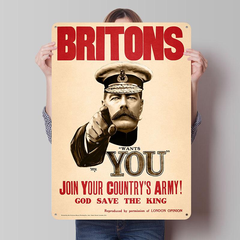 Britons Wants You Tinplate Posters Customizable Wall Art Retro Vintage Metal Signs for Home Room Bedroom Decorations Wand Deko