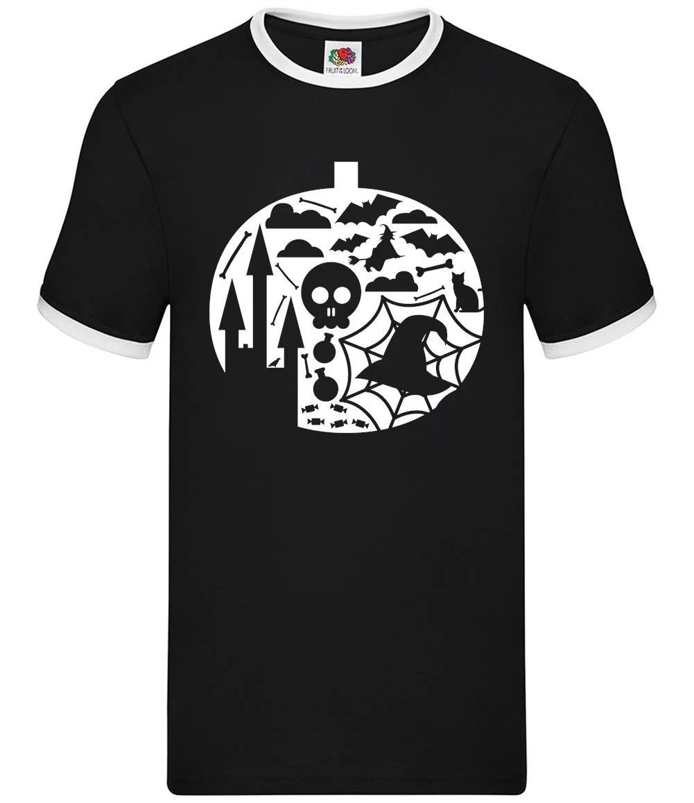 Pumpkin Shape - Mens Ringer - Halloween Pumpkins Outfit Funny Scary Ghosts L