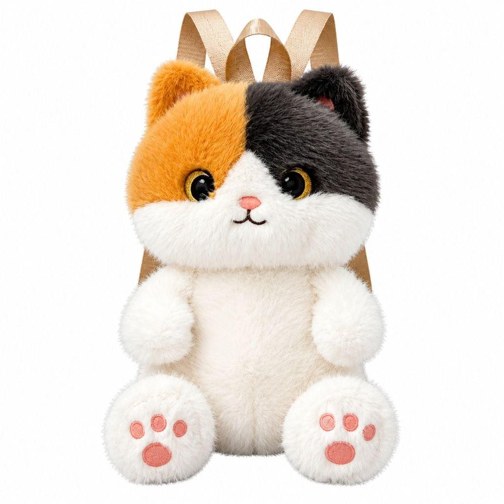 Soft Stuffed Animal Backpack Big Eyes Kitten Plush Doll New Cat Plush Backpack for Children