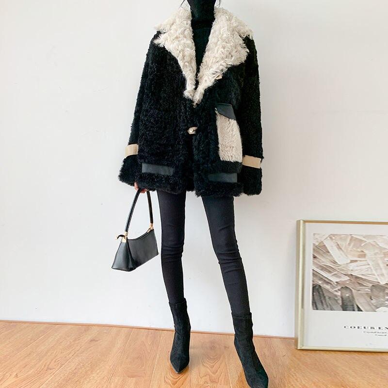 Autumn European And American Style Versatile Faux Fur Effect Jacket Coat