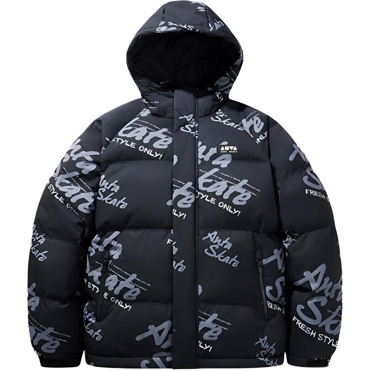 

Anta Life Series Sports Casual Simple Solid Color Letter Loose Hooded Down Jacket Unisex Outerwear Black 172448901-3 XL