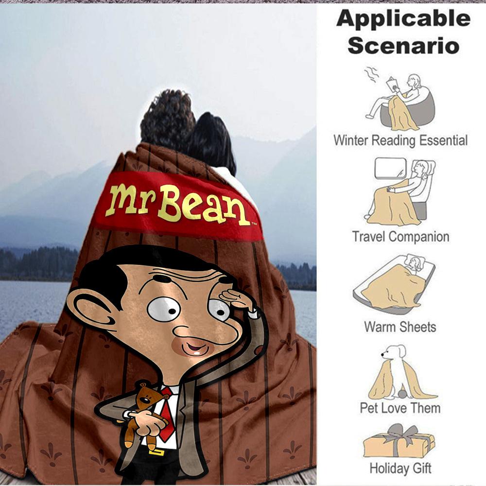 1pc Mr Bean Blanket Versatile for Couch, Office Bed