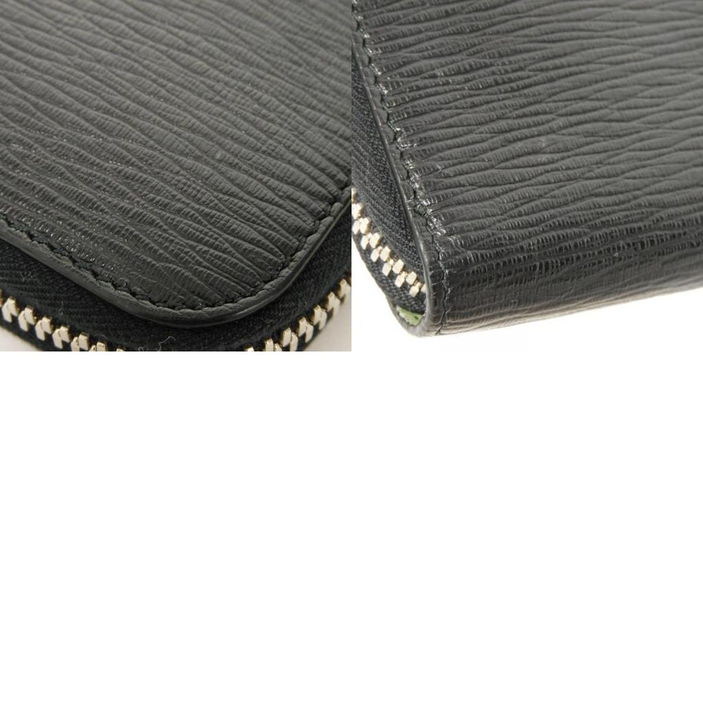 Used 9896 Long Zip Wallet 66A590 7940 Green Two-Tone Zip Around Gancini Black Men's from Japan AUTHENTIC