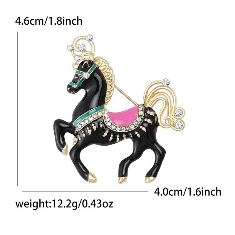 Vintage Court Style Enamel Galloping War Horse Brooches Pins For Women Clothing Accessories Men Fashion Suit Lapel Corsage