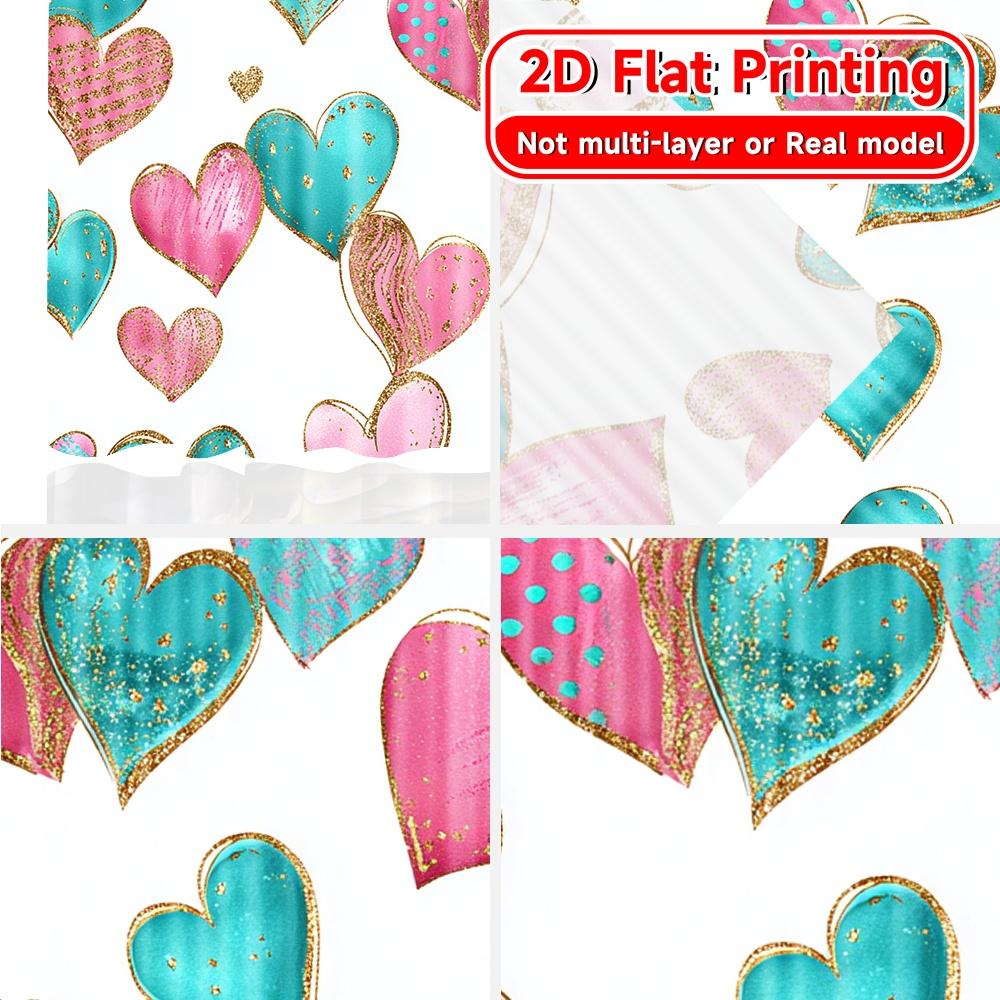 2D Flat Printing,2pcs Heart Delight Light Filtering Modern Curtains Polyester Easy Install Curtains Thermal Insulation, and Room