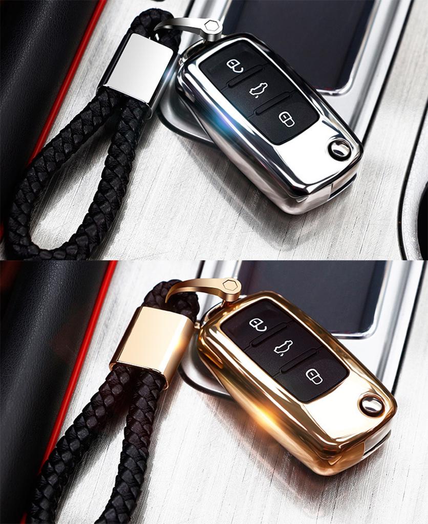 Autoschlüsseletui Auto-Styling Echt mit Schlüsselanhänger Autozubehör Schlüsseltasche Cover Schutz